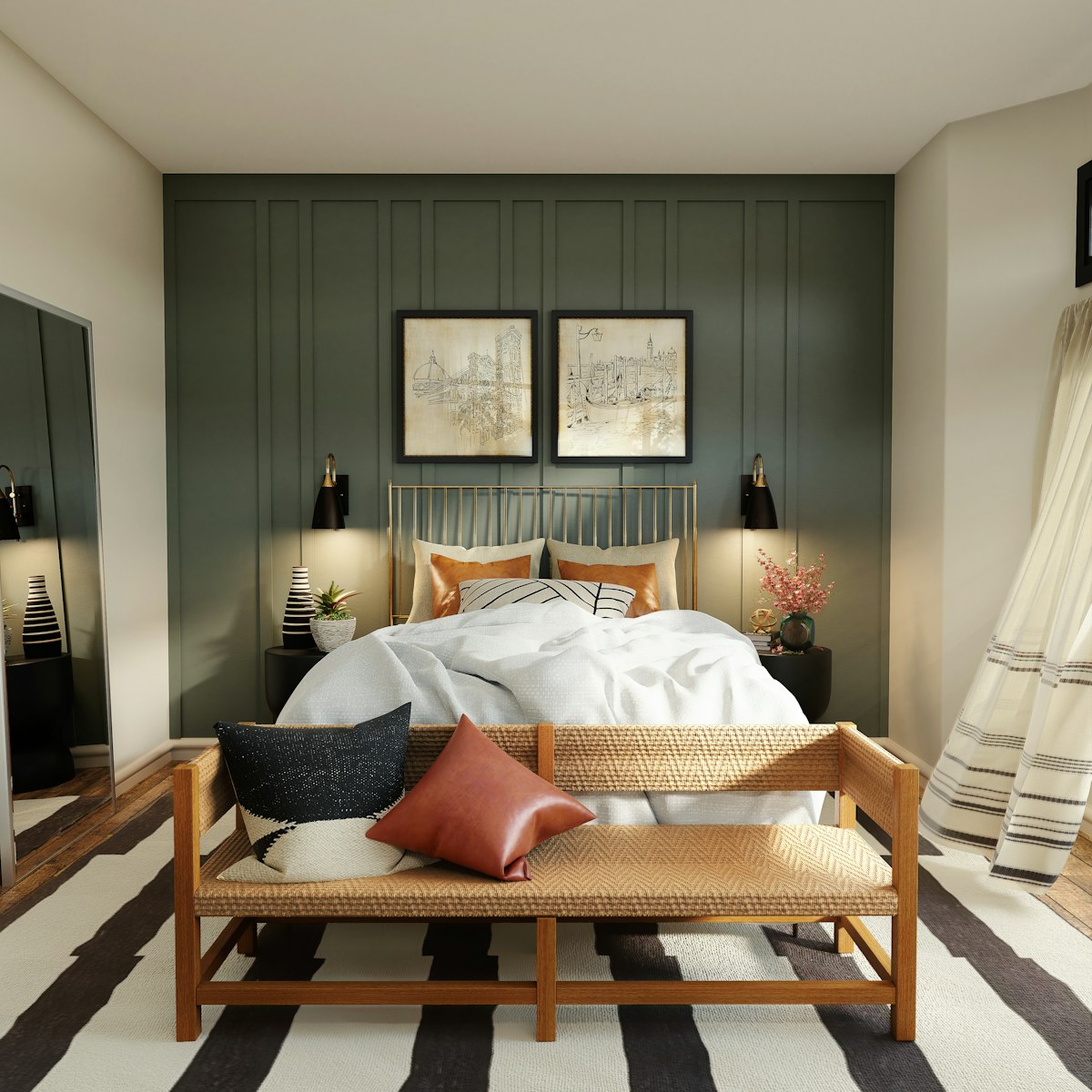 Colorful modern interior with a distinctive accent wall